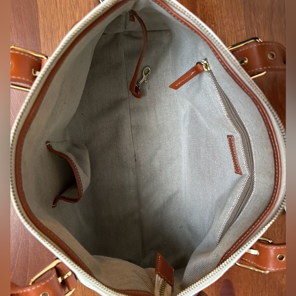 Dooney & Bourke Winter White and Tan Satchel w/Coin Pouch - Picture 3 of 14